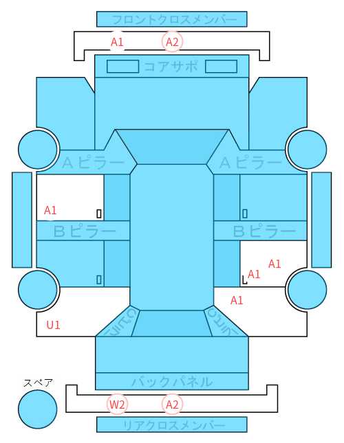 Body condition diagram (damage marks, Japanese labels)
