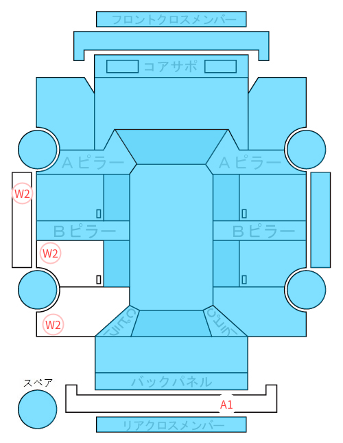 Body condition diagram (damage marks, Japanese labels)