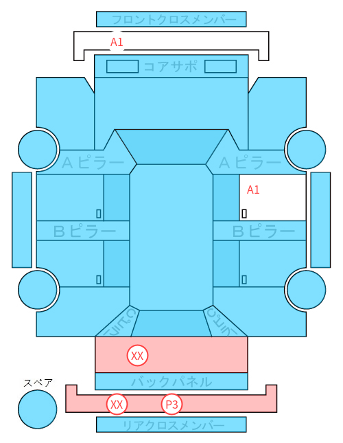 Body condition diagram (damage marks, Japanese labels)