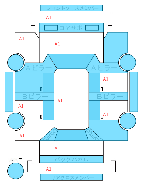 Body condition diagram (damage marks, Japanese labels)