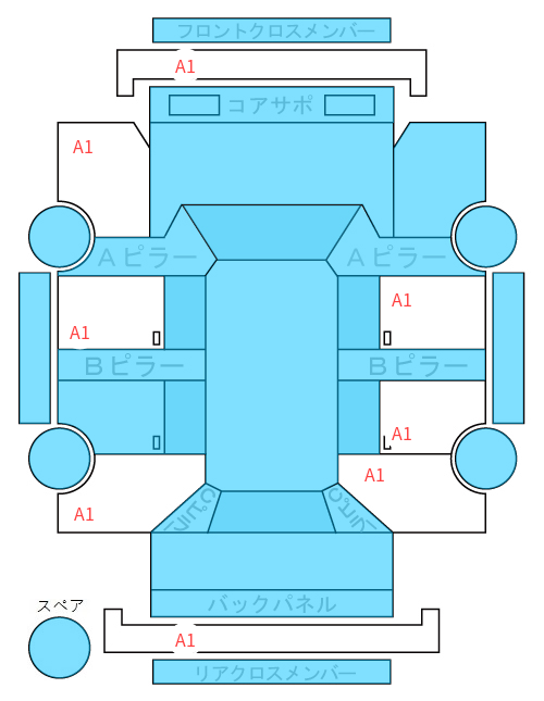 Body condition diagram (damage marks, Japanese labels)