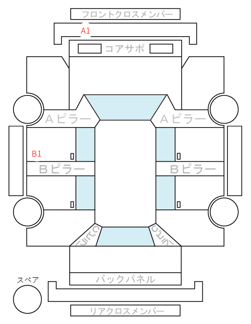 Body condition diagram (damage marks, Japanese labels)