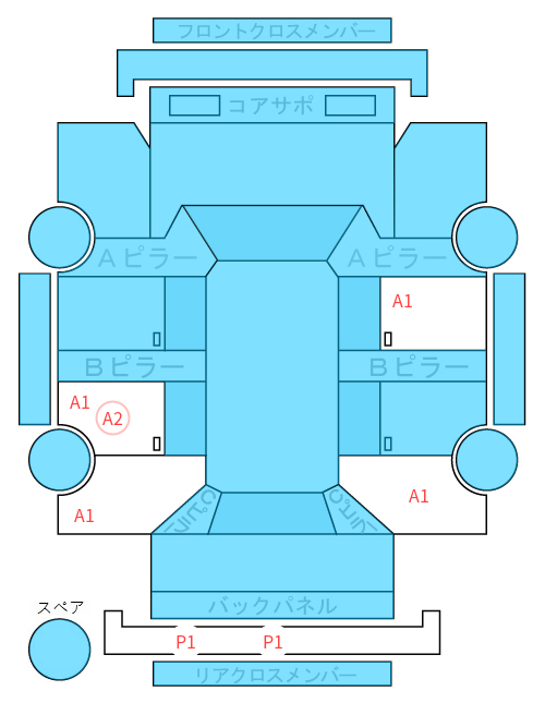 Body condition diagram (damage marks, Japanese labels)