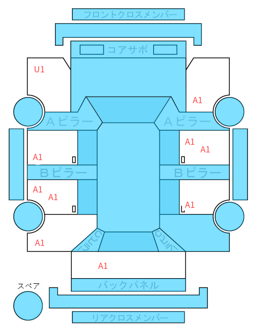 Body condition diagram (damage marks, Japanese labels)