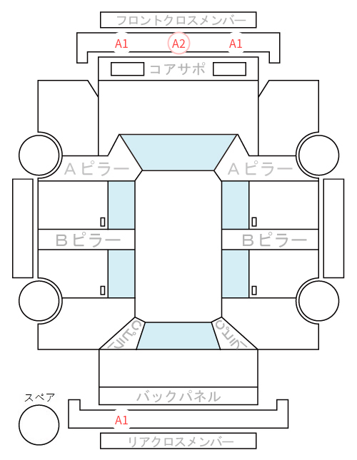 Body condition diagram (damage marks, Japanese labels)