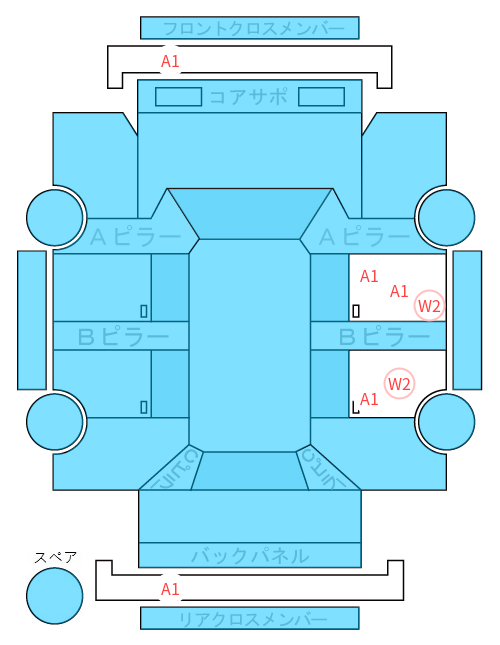 Body condition diagram (damage marks, Japanese labels)