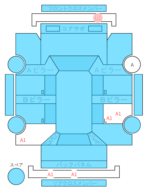 Body condition diagram (damage marks, Japanese labels)
