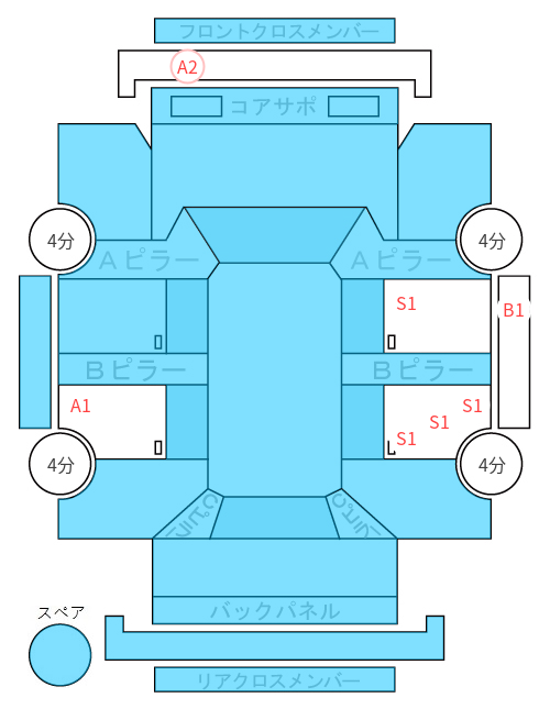 Body condition diagram (damage marks, Japanese labels)