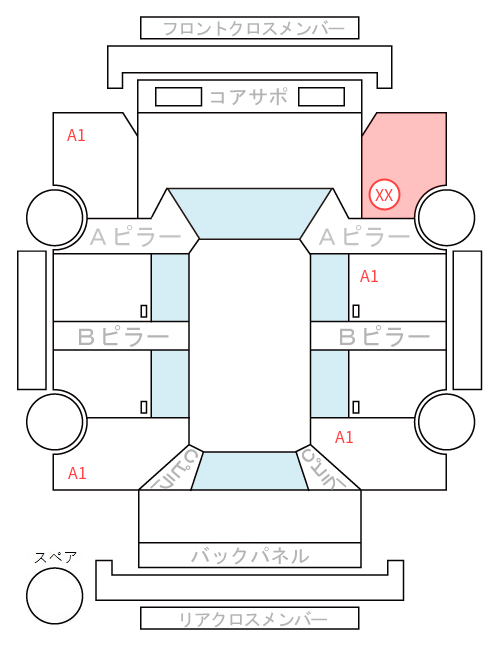 Body condition diagram (damage marks, Japanese labels)