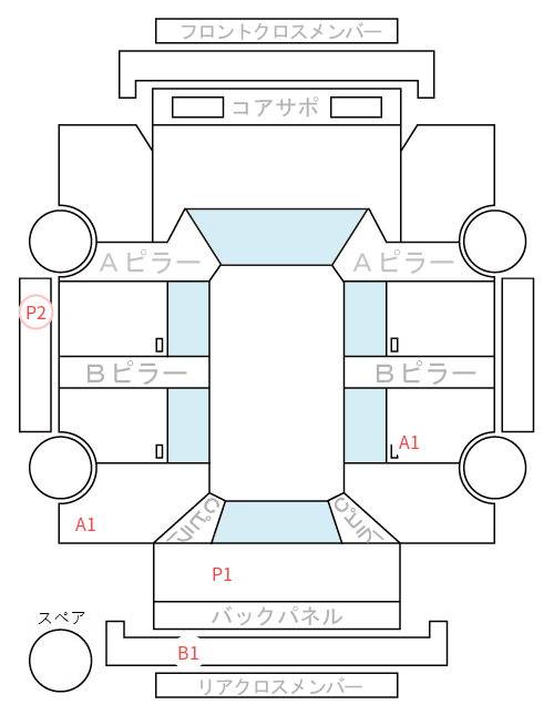 Body condition diagram (damage marks, Japanese labels)