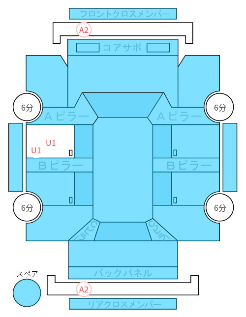 Body condition diagram (damage marks, Japanese labels)