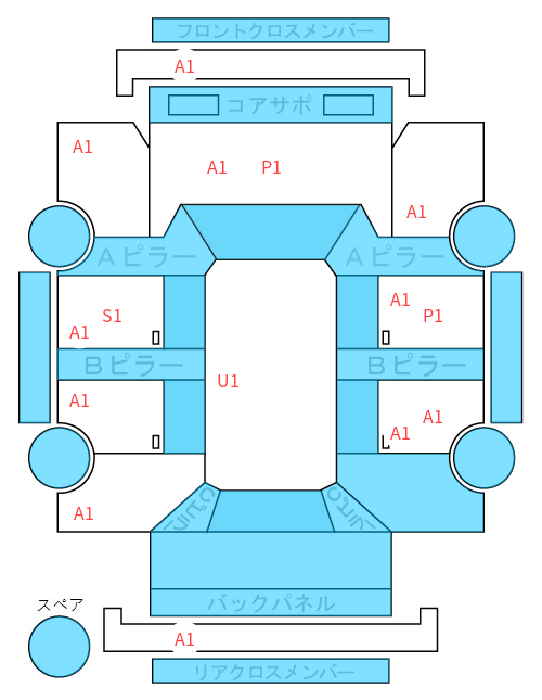 Body condition diagram (damage marks, Japanese labels)