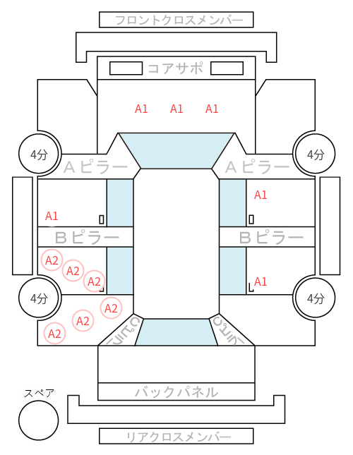Body condition diagram (damage marks, Japanese labels)