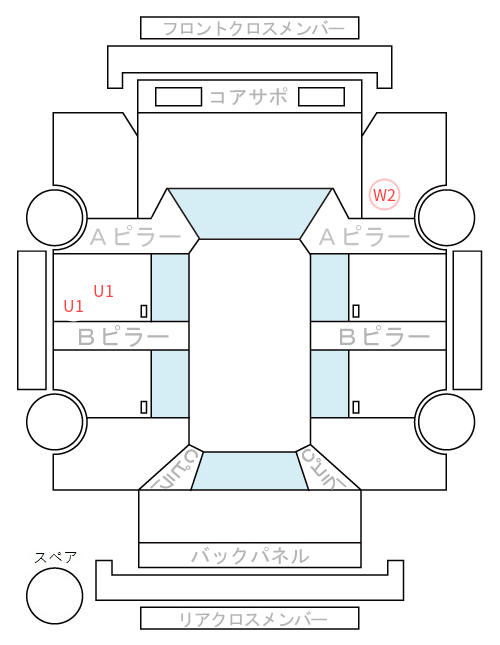 Body condition diagram (damage marks, Japanese labels)