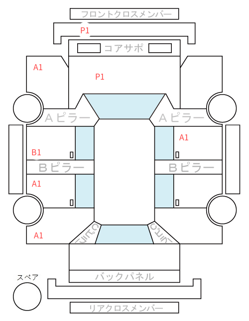 Body condition diagram (damage marks, Japanese labels)