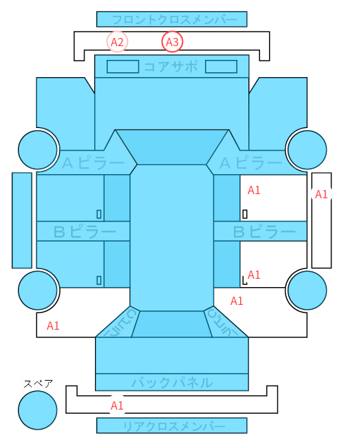 Body condition diagram (damage marks, Japanese labels)