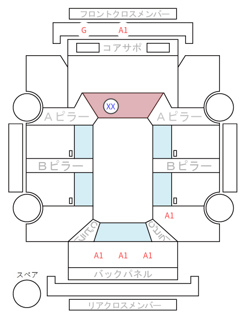 Body condition diagram (damage marks, Japanese labels)
