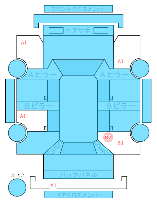Body condition diagram (damage marks, Japanese labels)
