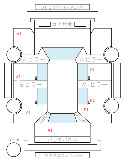 Body condition diagram (damage marks, Japanese labels)