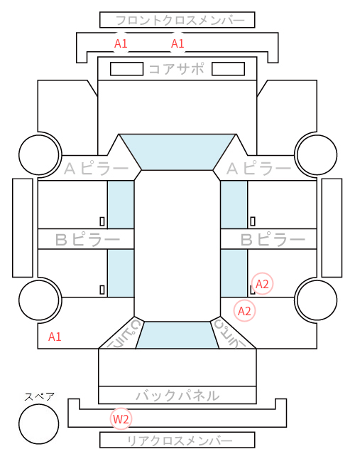 Body condition diagram (damage marks, Japanese labels)