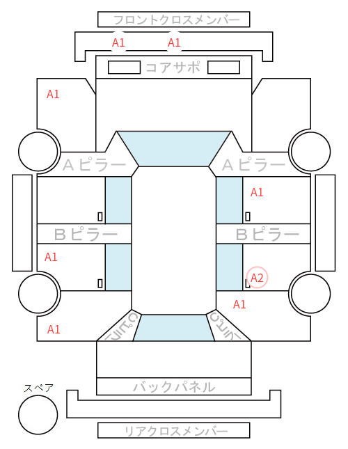 Body condition diagram (damage marks, Japanese labels)