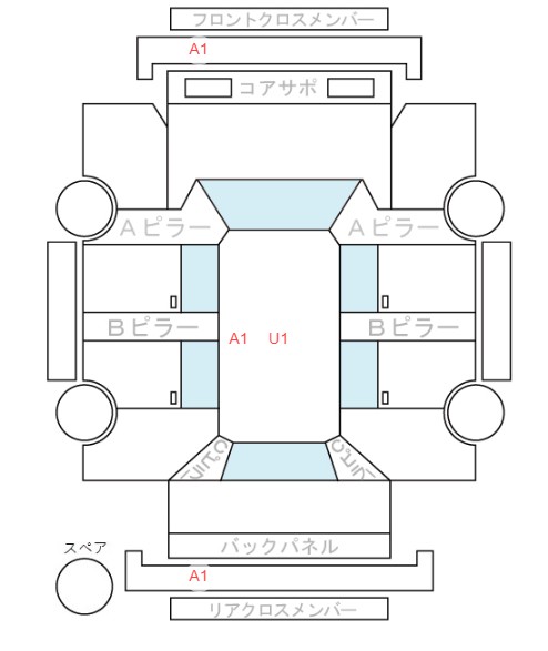 Body condition diagram (damage marks, Japanese labels)
