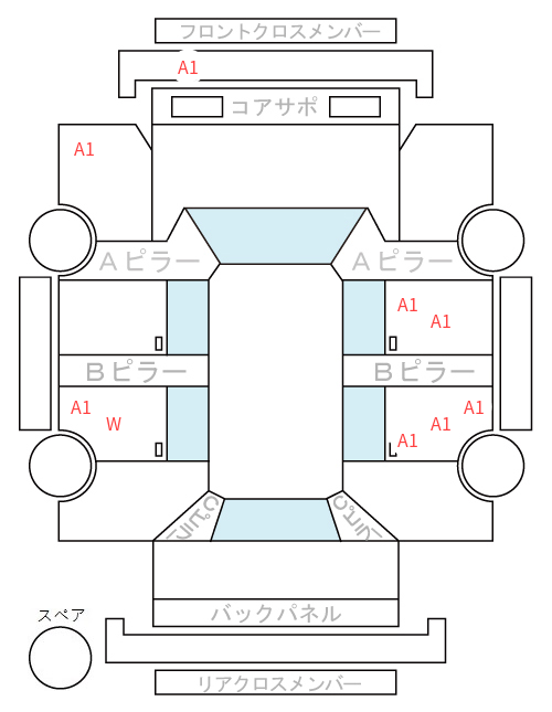 Body condition diagram (damage marks, Japanese labels)