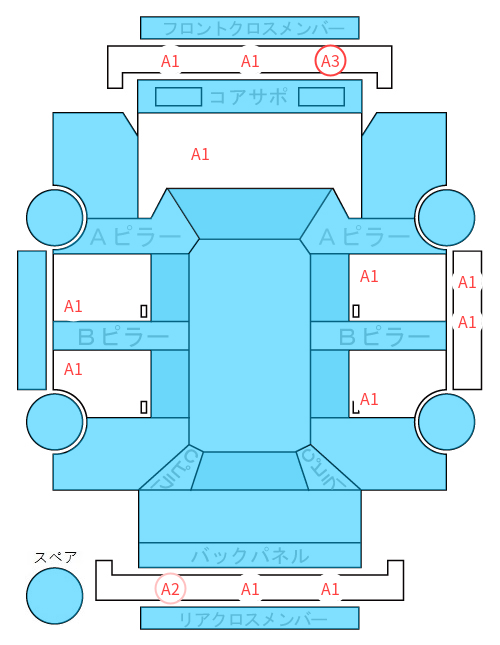 Body condition diagram (damage marks, Japanese labels)