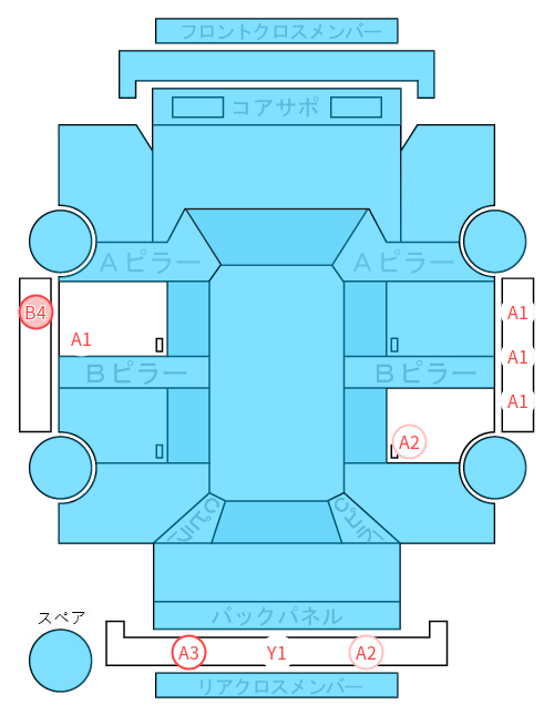 Body condition diagram (damage marks, Japanese labels)