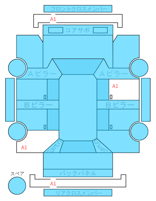 Body condition diagram (damage marks, Japanese labels)