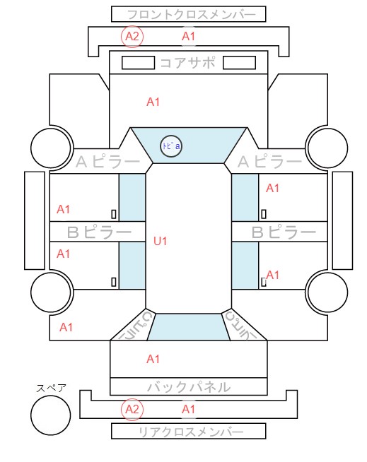 Body condition diagram (damage marks, Japanese labels)