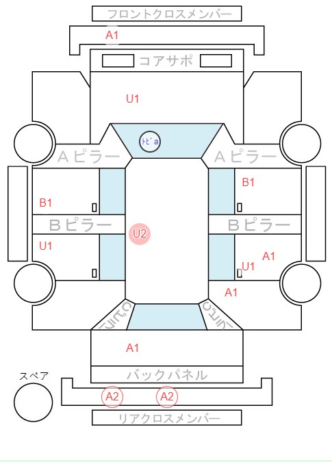 Body condition diagram (damage marks, Japanese labels)