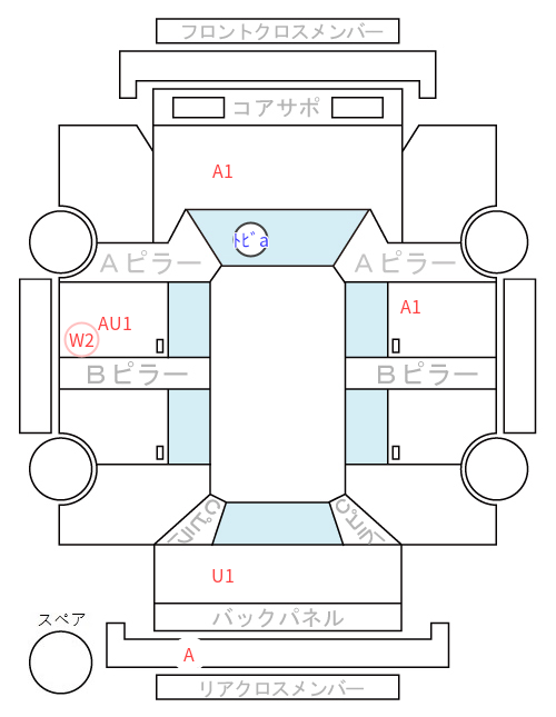 Body condition diagram (damage marks, Japanese labels)