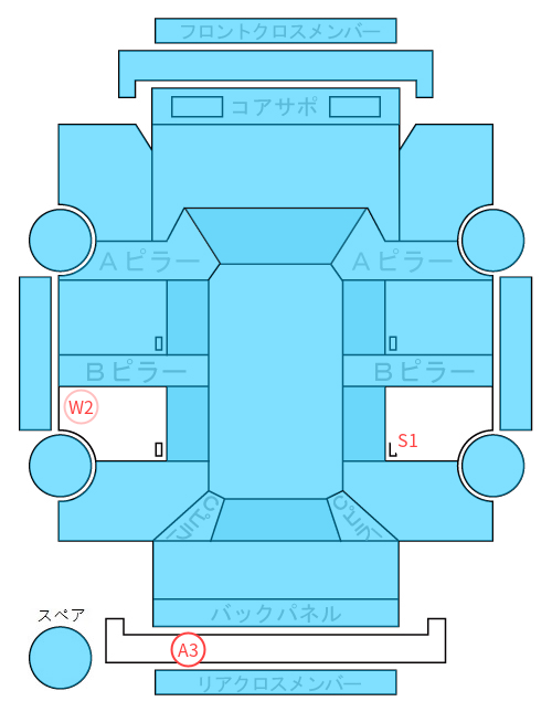 Body condition diagram (damage marks, Japanese labels)