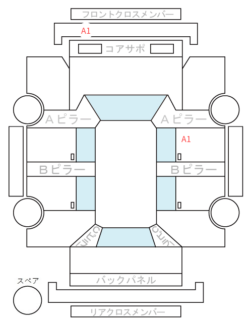 Body condition diagram (damage marks, Japanese labels)
