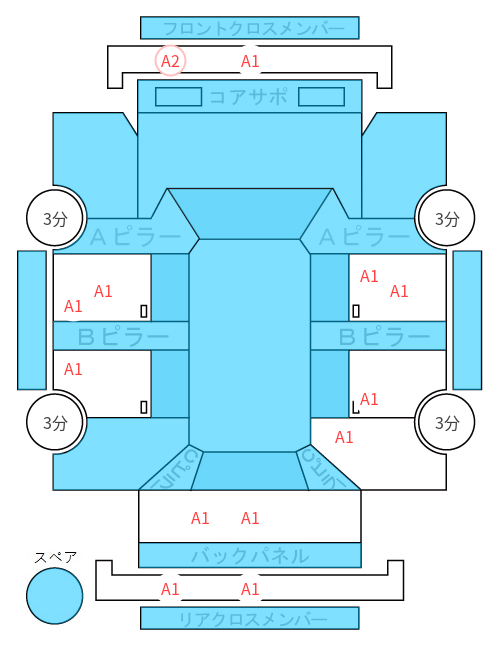 Body condition diagram (damage marks, Japanese labels)