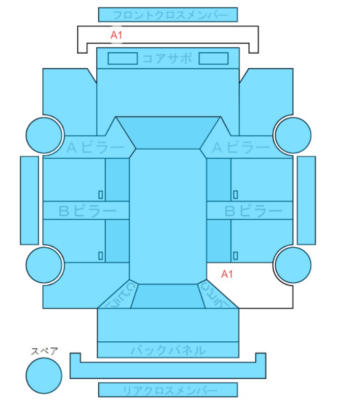Body condition diagram (damage marks, Japanese labels)