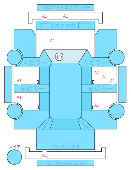 Body condition diagram (damage marks, Japanese labels)