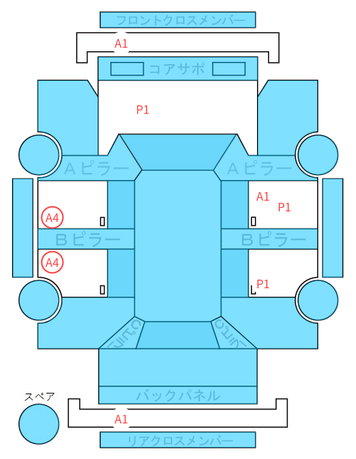 Body condition diagram (damage marks, Japanese labels)