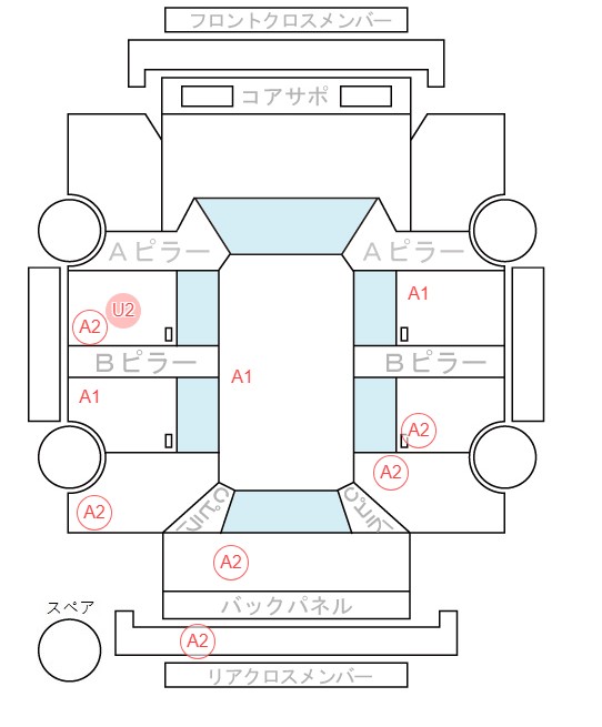 Body condition diagram (damage marks, Japanese labels)
