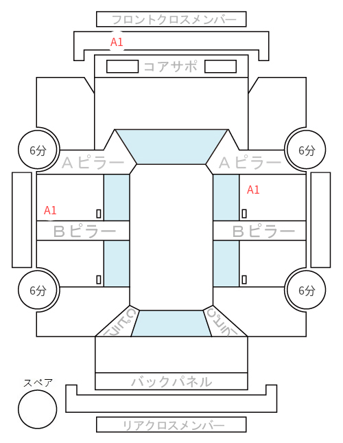 Body condition diagram (damage marks, Japanese labels)
