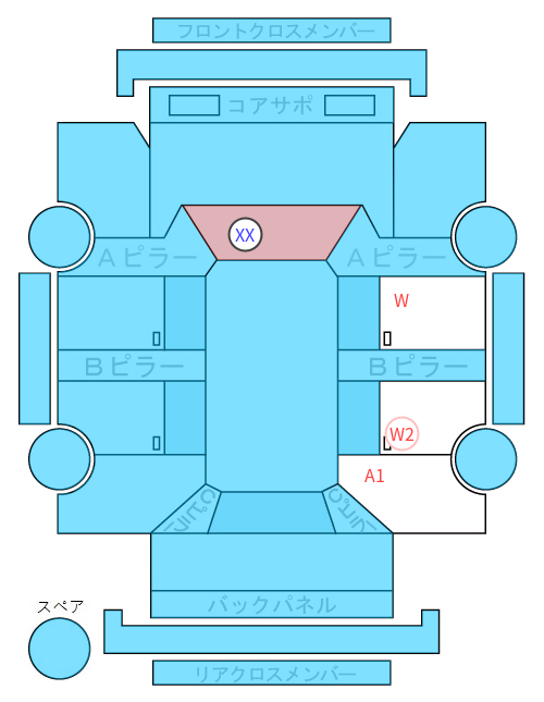 Body condition diagram (damage marks, Japanese labels)
