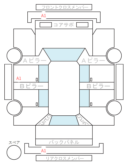 Body condition diagram (damage marks, Japanese labels)