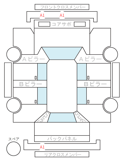 Body condition diagram (damage marks, Japanese labels)