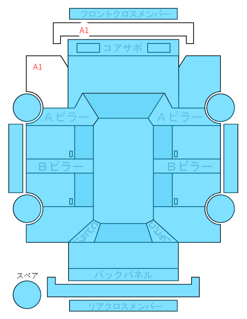 Body condition diagram (damage marks, Japanese labels)