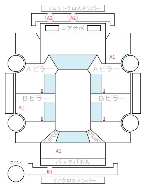 Body condition diagram (damage marks, Japanese labels)