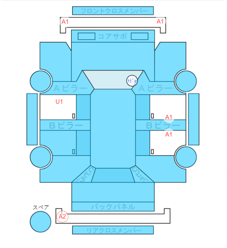 Body condition diagram (damage marks, Japanese labels)