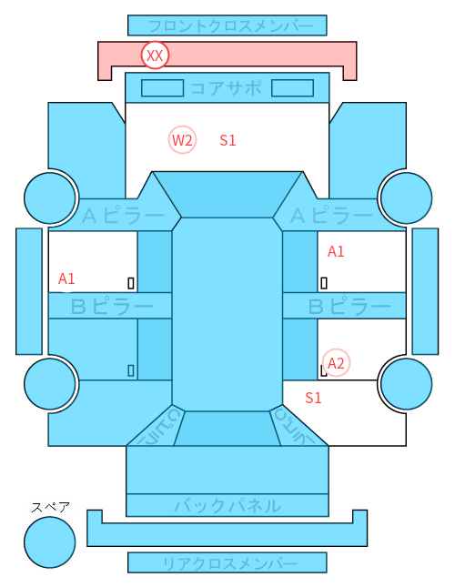 Body condition diagram (damage marks, Japanese labels)