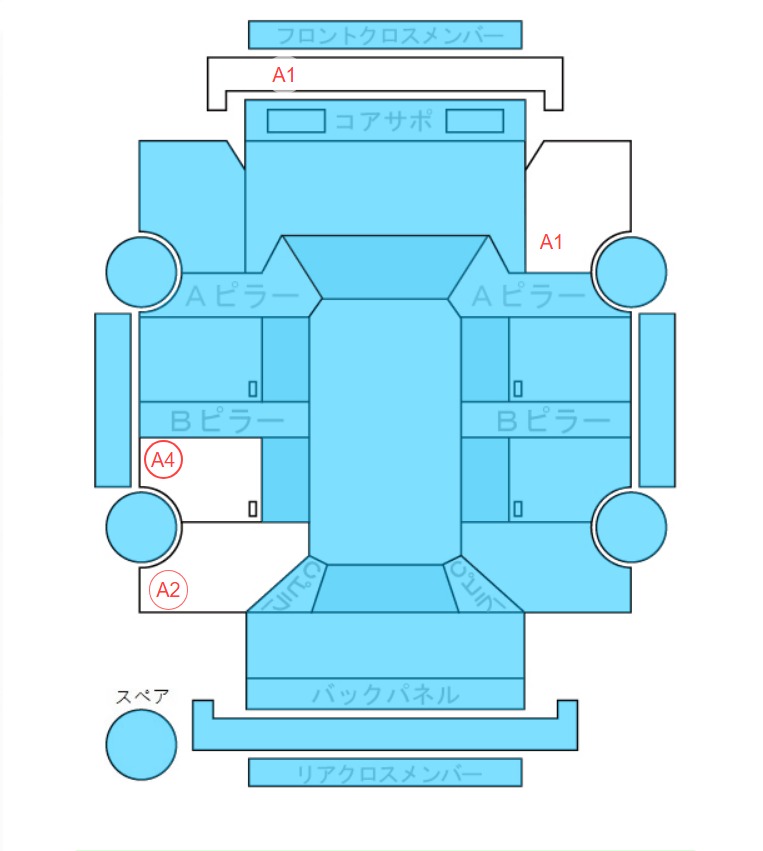 Body condition diagram (damage marks, Japanese labels)