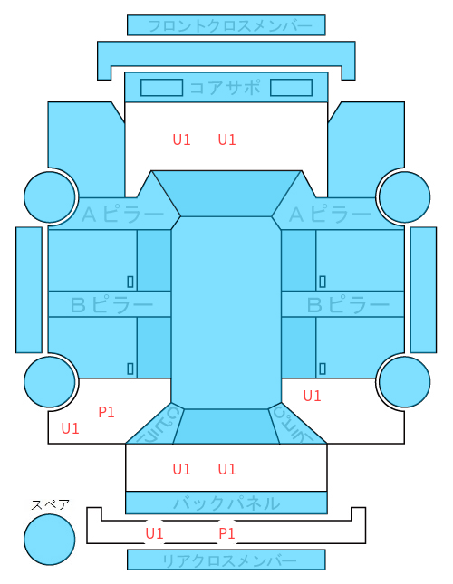 Body condition diagram (damage marks, Japanese labels)